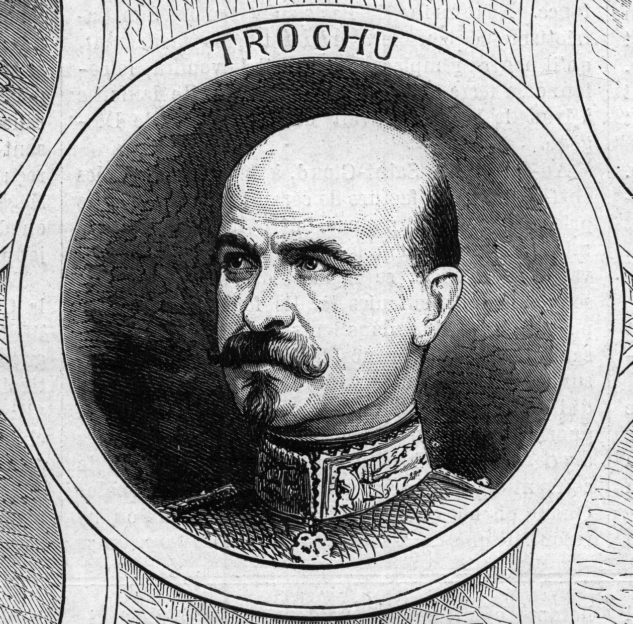 Krigen i 1870 - Regeringen for det nationale forsvar: portræt af general Louis Jules Trochu (1815-1896), præsident for den provisoriske regering i 1870. Indgravering i "" Le Monde Illustré"" nr. 706 af 22. oktober af French School