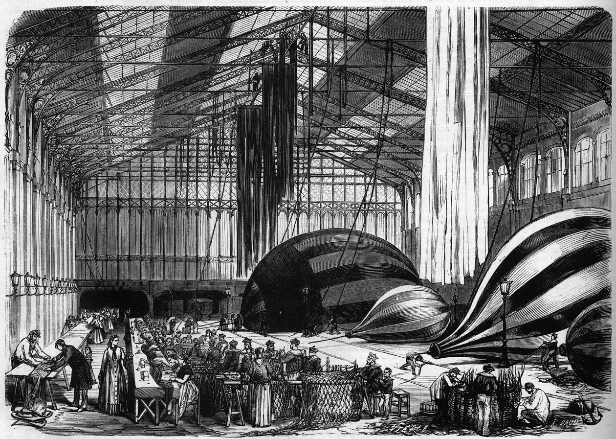 War of 1870 - Siege de Paris: ballonbygningsværksteder i Orleans station (i dag, Gare d