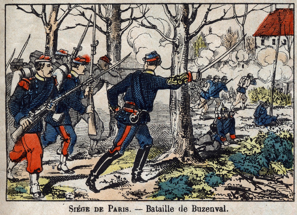 Krig i 1870 mellem Frankrig og Preussen: Slaget ved Buzenval i Paris-regionen den 19/01/1871. af French School