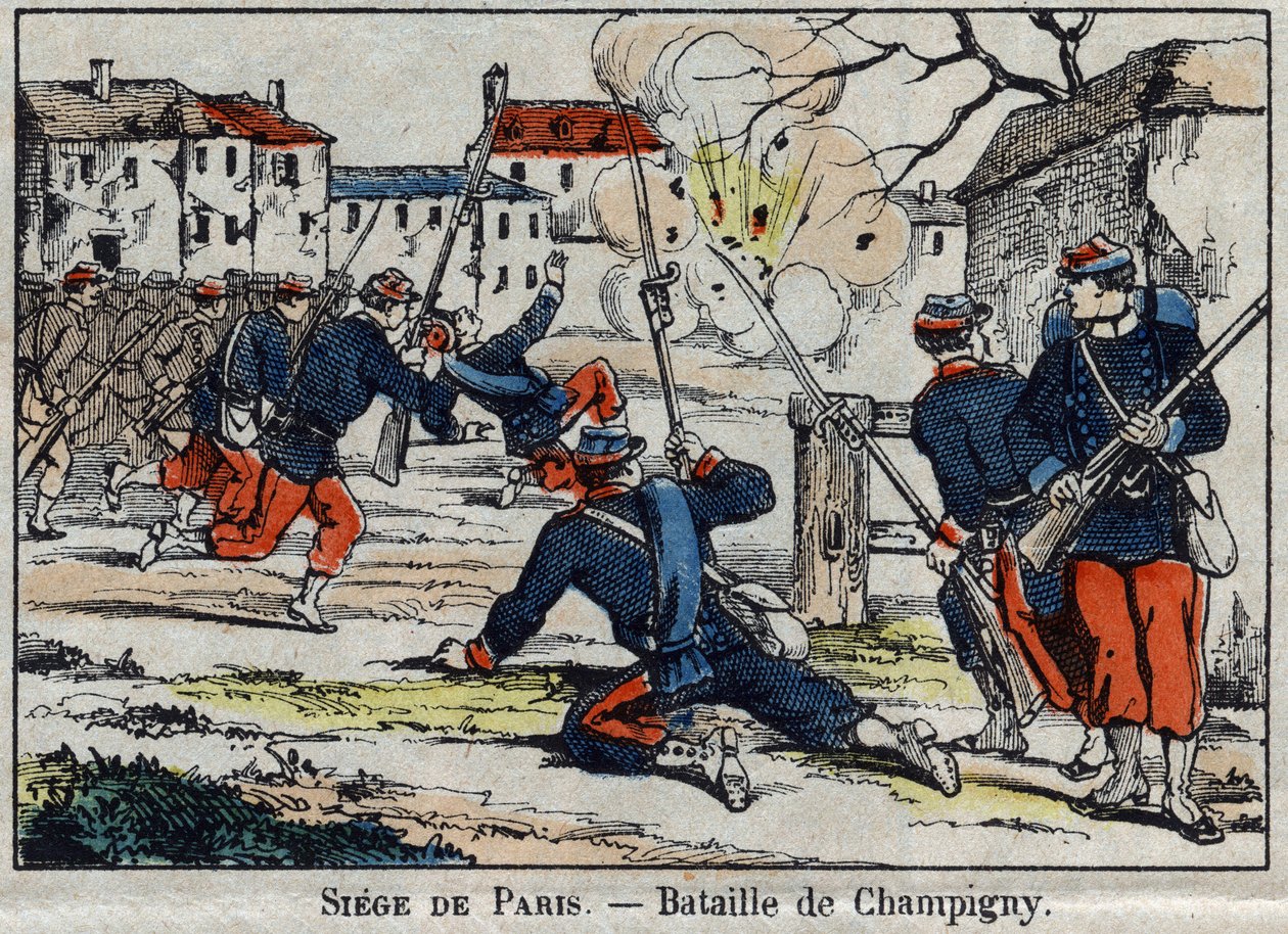 Krig i 1870 mellem Frankrig og Preussen: Slaget ved Champigny eller Slaget ved Villiers fra 30/11 til 02/12/1870. af French School