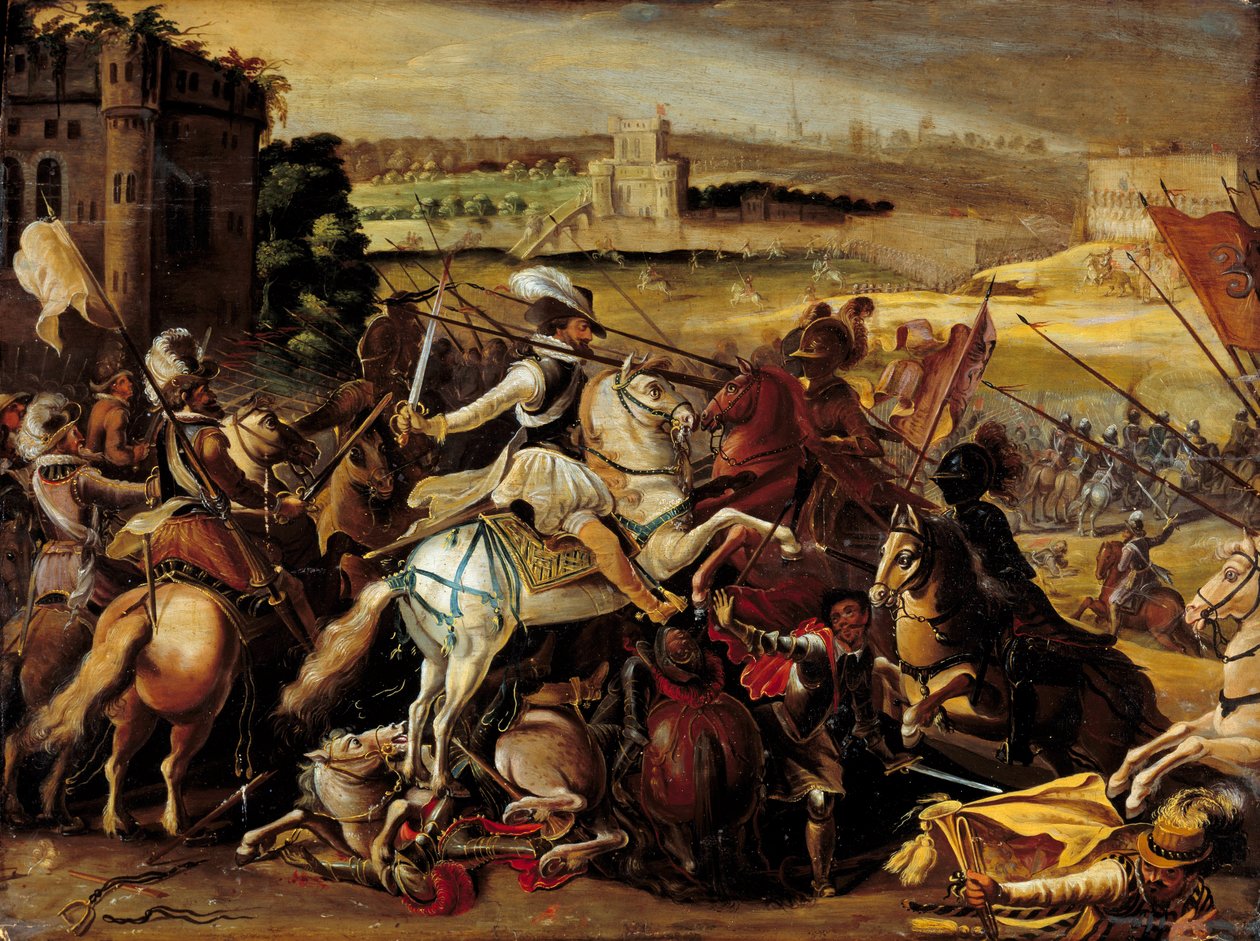 Religionskrig: "" Henri IV i slaget ved Arques (21. september af French School