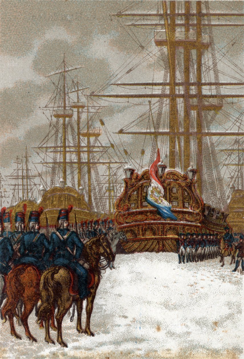 Krige under den franske revolution: Erobring af den hollandske flåde ved Helder i Holland (slutningen af december 1794 - begyndelsen af januar 1795): flåden blev taget af general Pichegrus kavaleri, mens isen stoppede enhver bevægelse af skibene. af French School