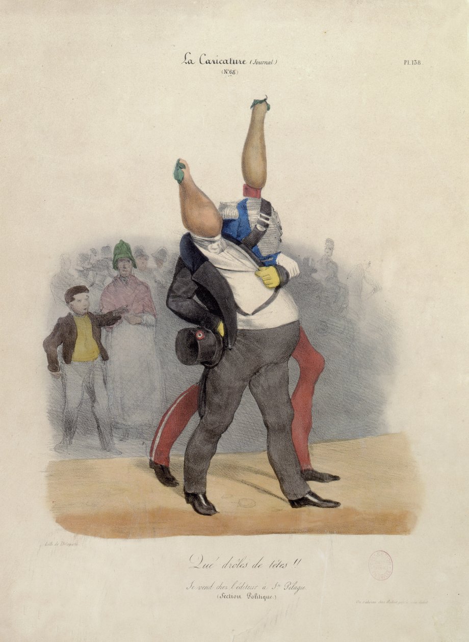 What Funny Heads!, karikatur af Louis-Philippe dOrleans (1773-1850) og Charles X (1757-1836) ca. 1830 af French School