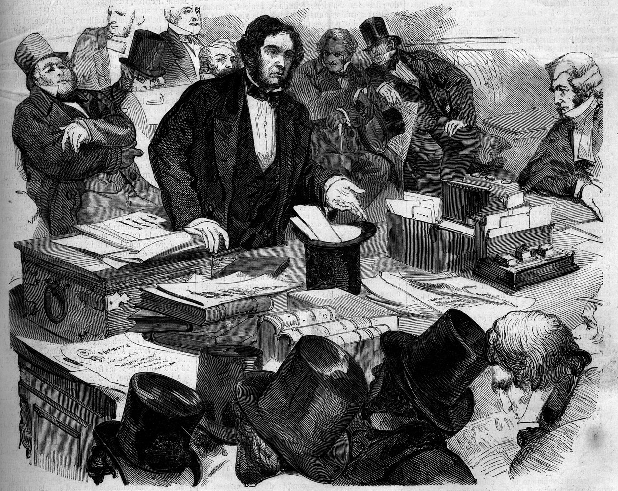 William Ewart Gladstone (1809-1898), engelsk politiker, kansleren, præsenterer budgettet og handelshandlen i Underhuset. London, England af French School
