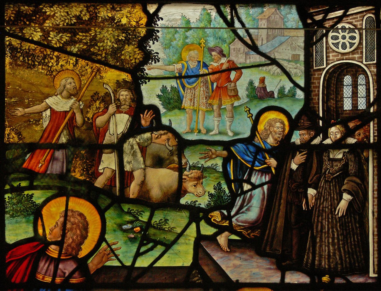 Vindue Charnier-10 forestillende Manna from Heaven; Kristus og værten af French School
