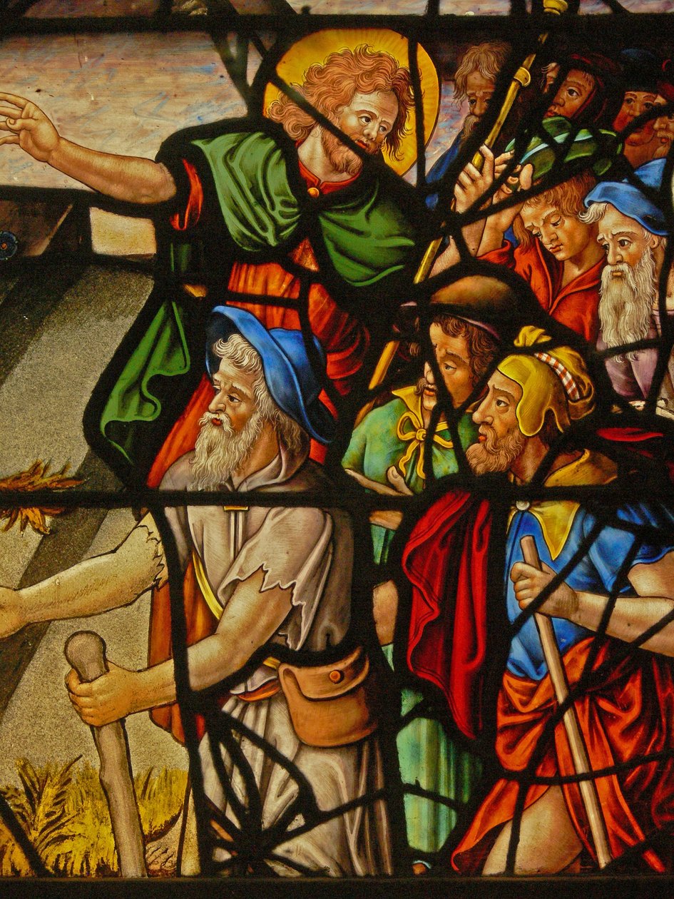 Vindue Charnier-10 forestillende Manna from Heaven; Kristus og værten af French School