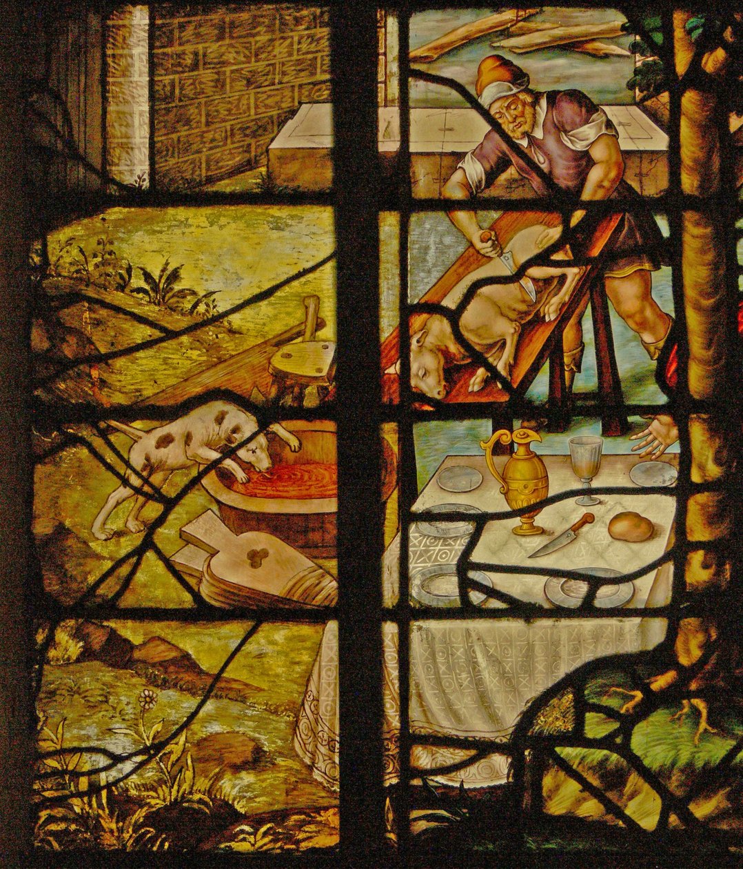 Window Charnier-13, der viser drabet på grisen (farvet glas) af French School