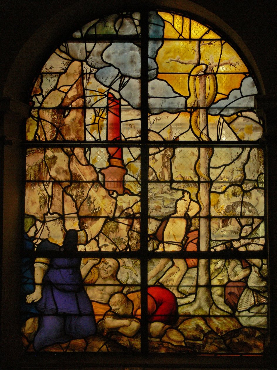 Vindue Charnier-5, der forestiller Moses og den kobberslange af French School