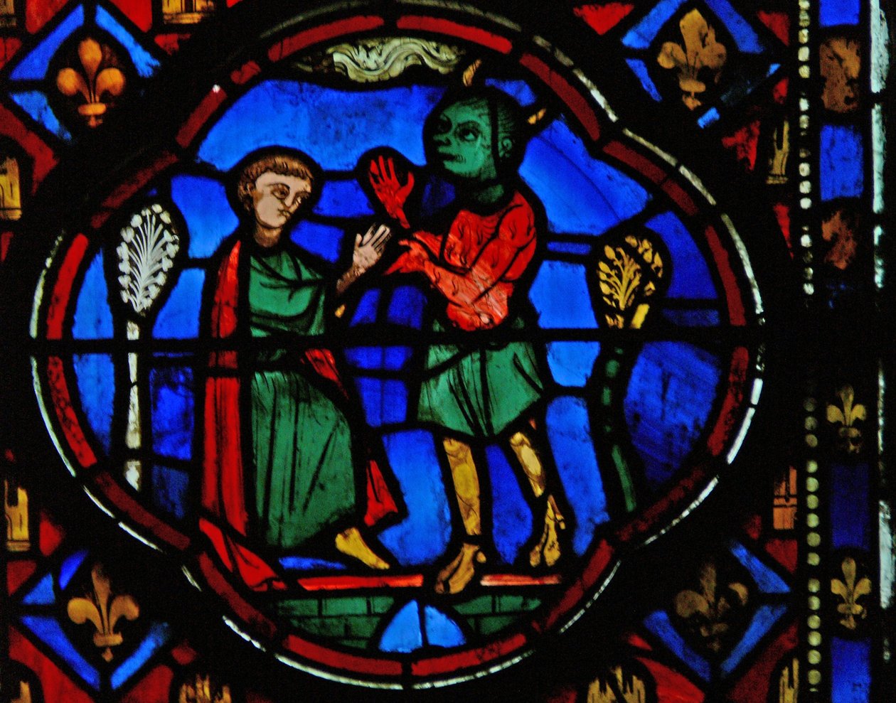 Window Ew-R forestiller Theophilus med en djævel af French School
