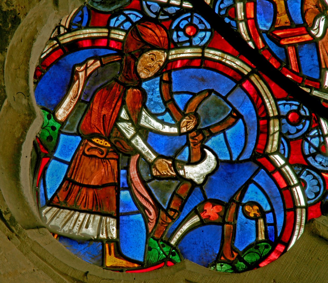 Window Ew, der skildrer Månedens Arbejder. marts af French School