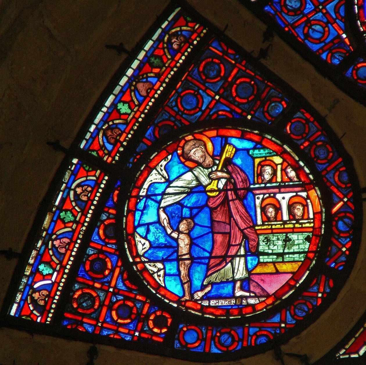 Window Ww forestillende Sankt Peter med nøglen til himlen af French School