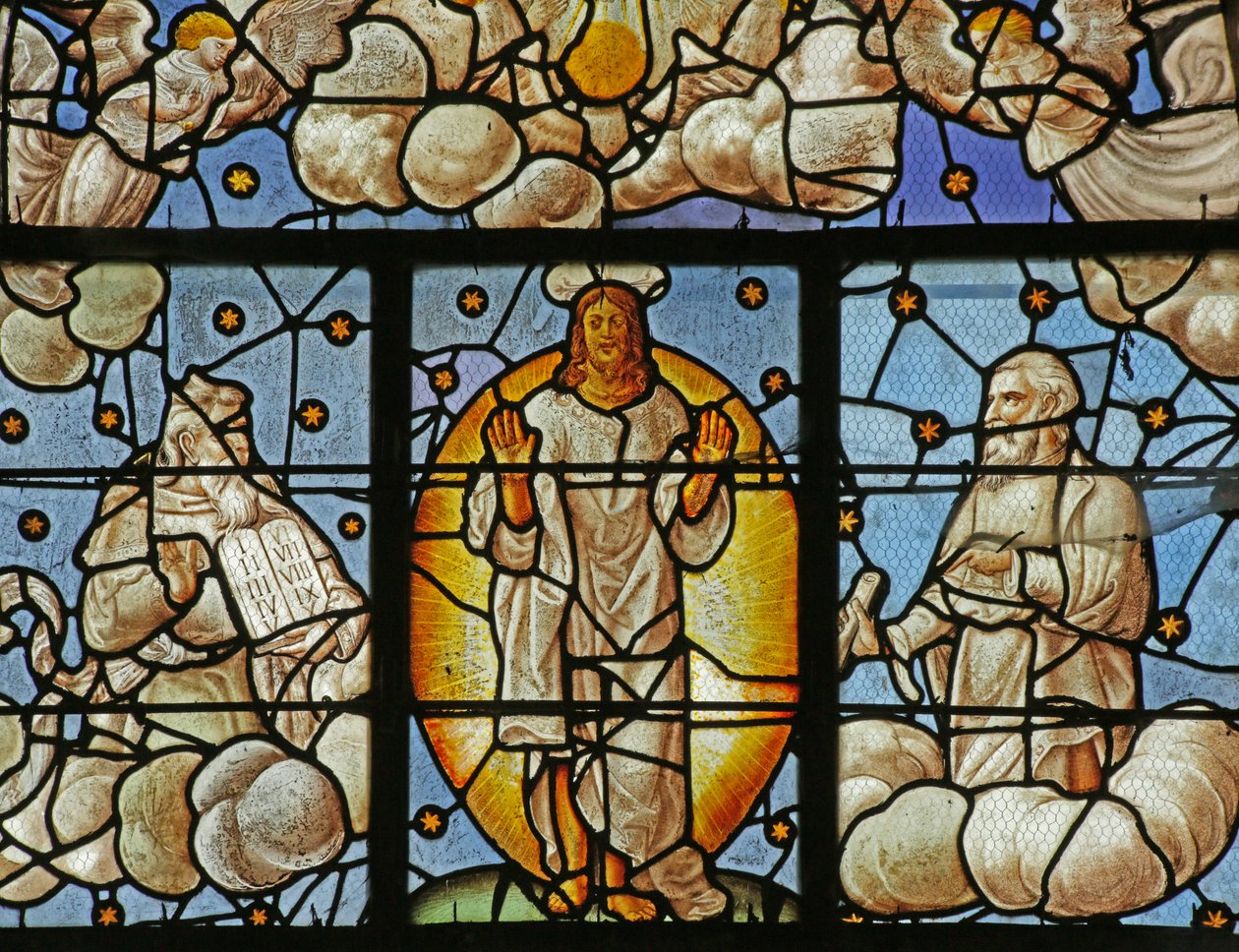 Vindue, der forestiller Moses og Elias ved forvandlingen af French School