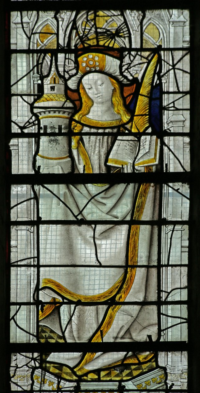 Vindue, der forestiller Saint Barbara (farvet glas) af French School
