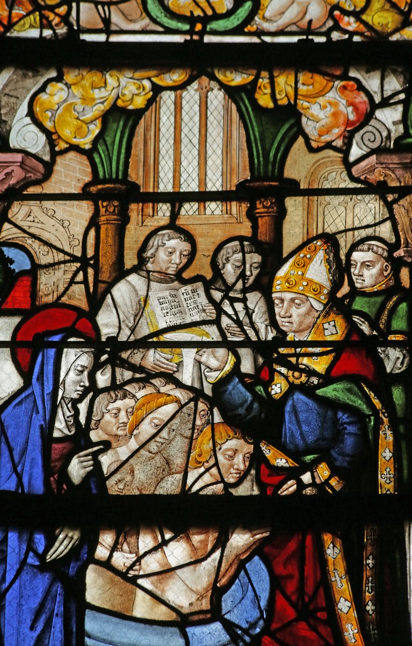 Vindue, der forestiller Sankt Maria Magdalena: Greven af Provence og hans kone bliver døbt af French School