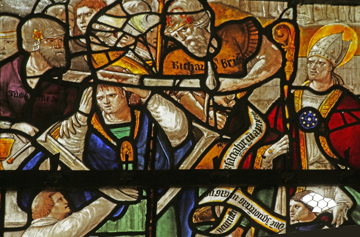 Vindue, der forestiller Saint Thomas Becket: mord, 1500-1700-tallet af French School