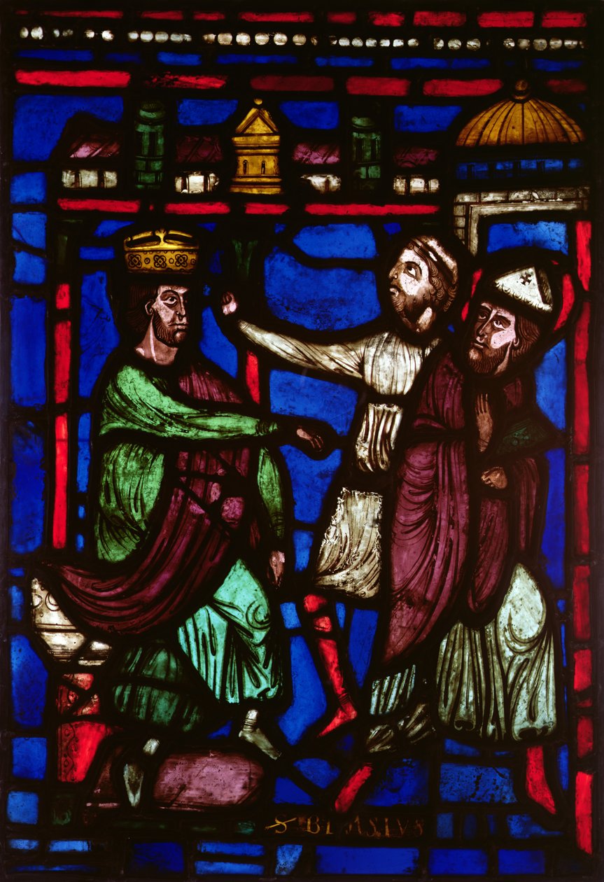 Vindue, der viser St. Blaise, der lytter til hans fordømmelse, Ile de France Workshop af French School