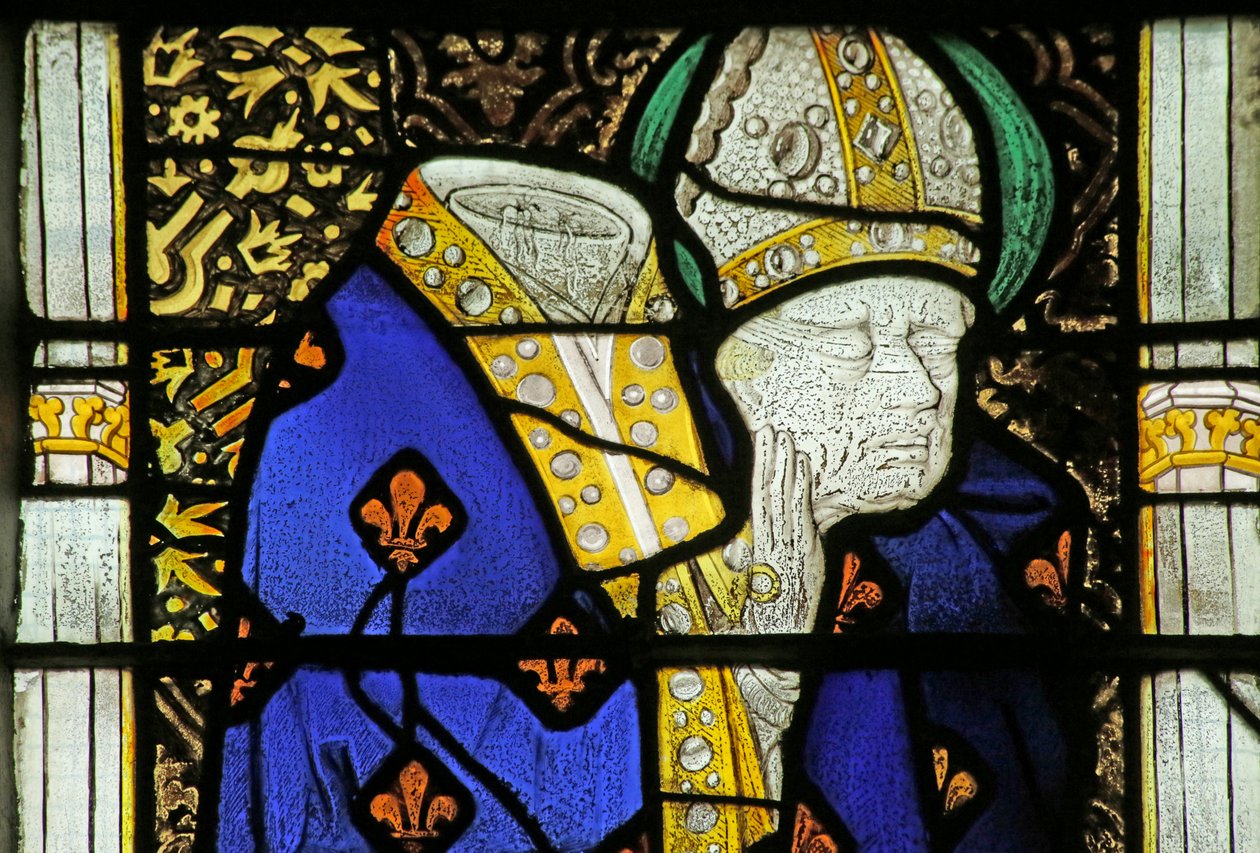 Vindue forestillende St Denis, ca. 1460 af French School