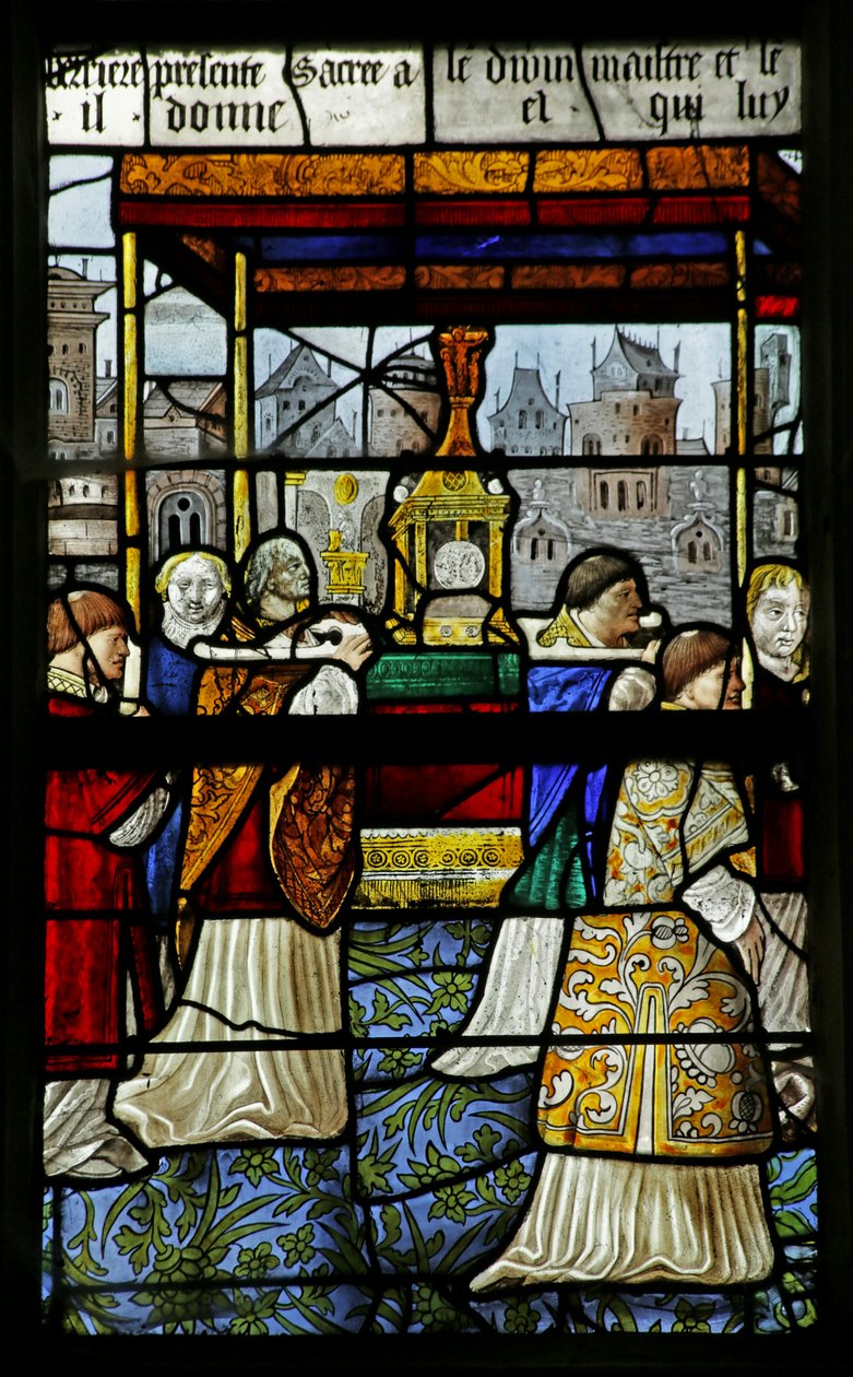 Vindue, der viser en procession af det hellige sakramente, detalje fra 2921654, 1530 af French School