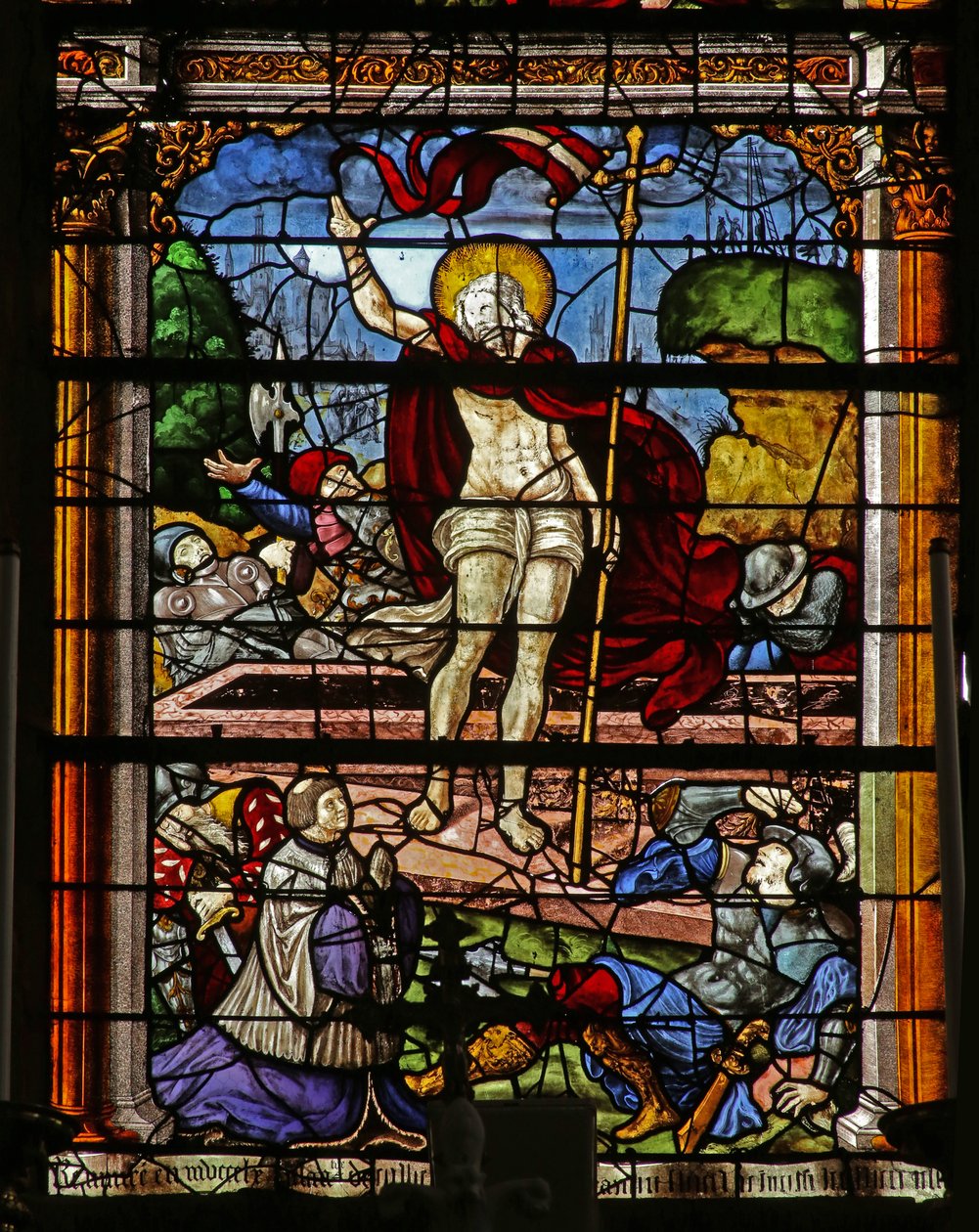 Vindue, der viser opstandelsen (farvet glas) af French School