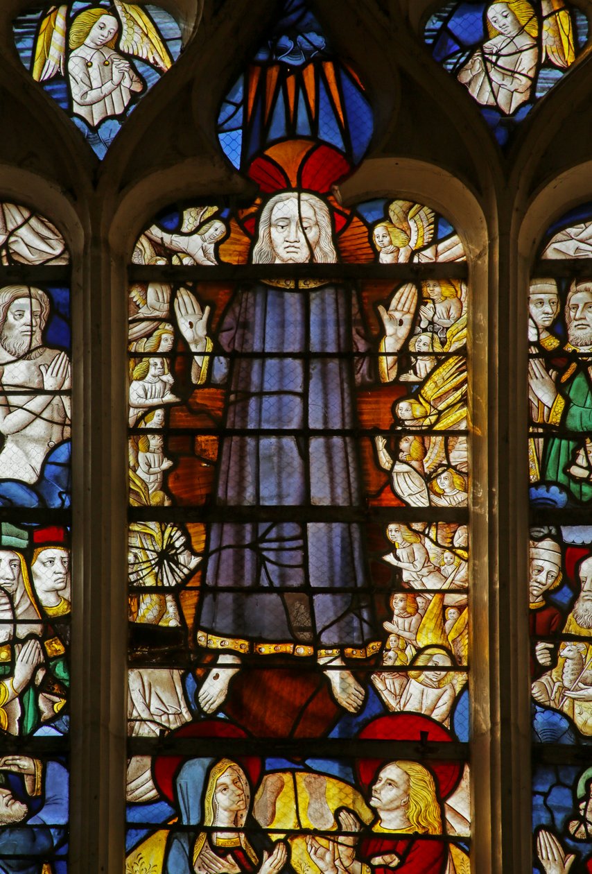 Vindue, der viser Kristi andet komme, 1470-1500 (detalje af 2921838) af French School