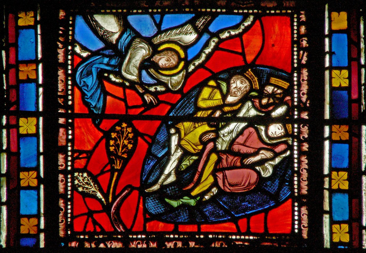 Window s2-C, der forestiller magi, bliver advaret i en drøm af French School