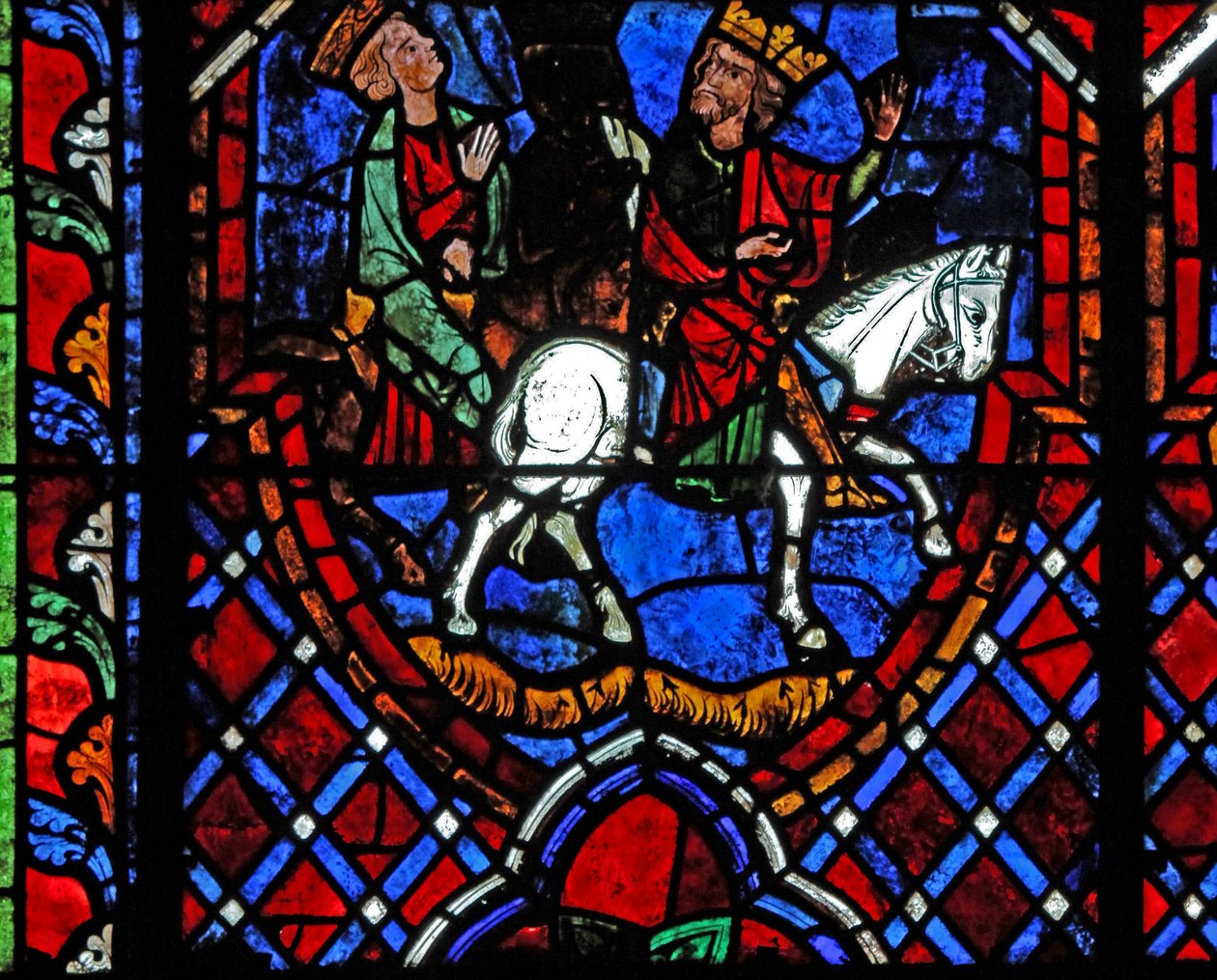 Vindue w01, der viser magi, der rejser i en båd af French School