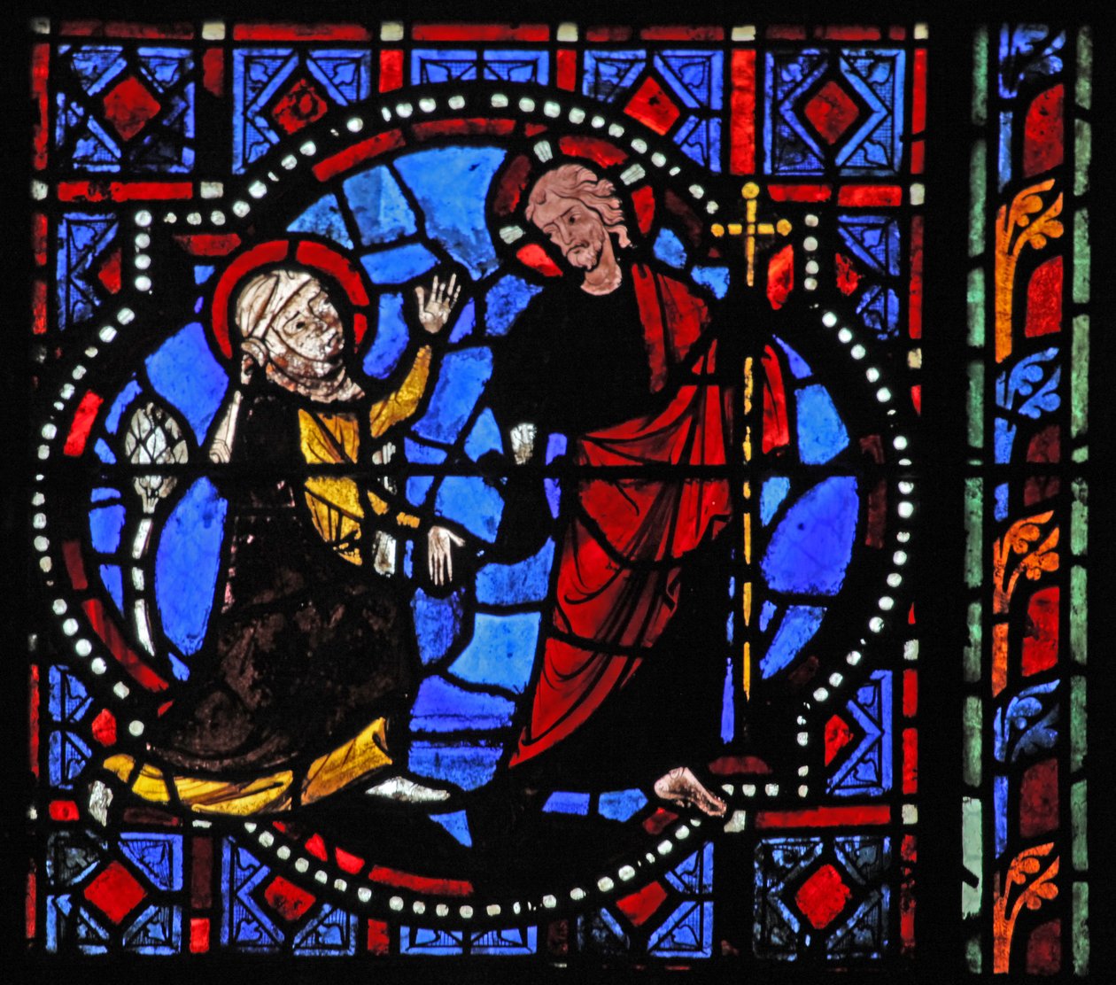 Vindue w02, der viser en opstandelsesscene: Noli Me Tangere af French School