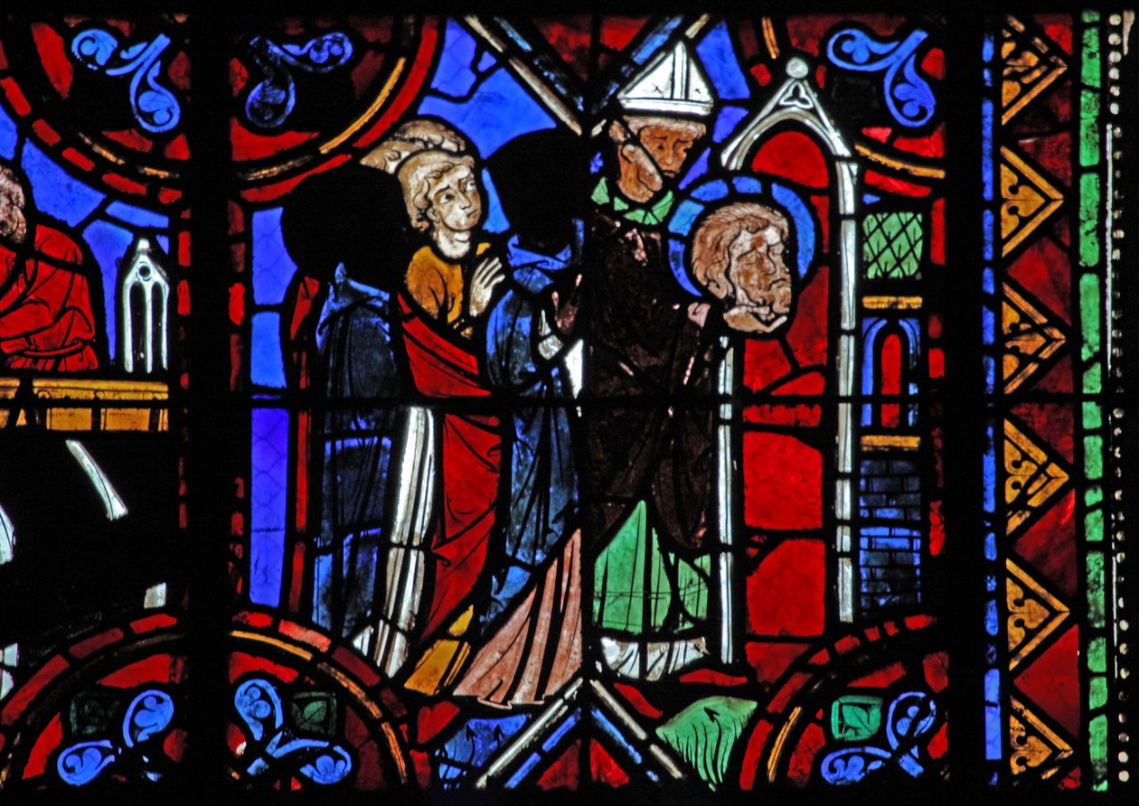 Vindue w06, der viser historien om Skt. Julian af Brioude - St. Ferreols død, en ven af Julien, som døde under Diocletians forfølgelser; hans relikvier er overført af French School