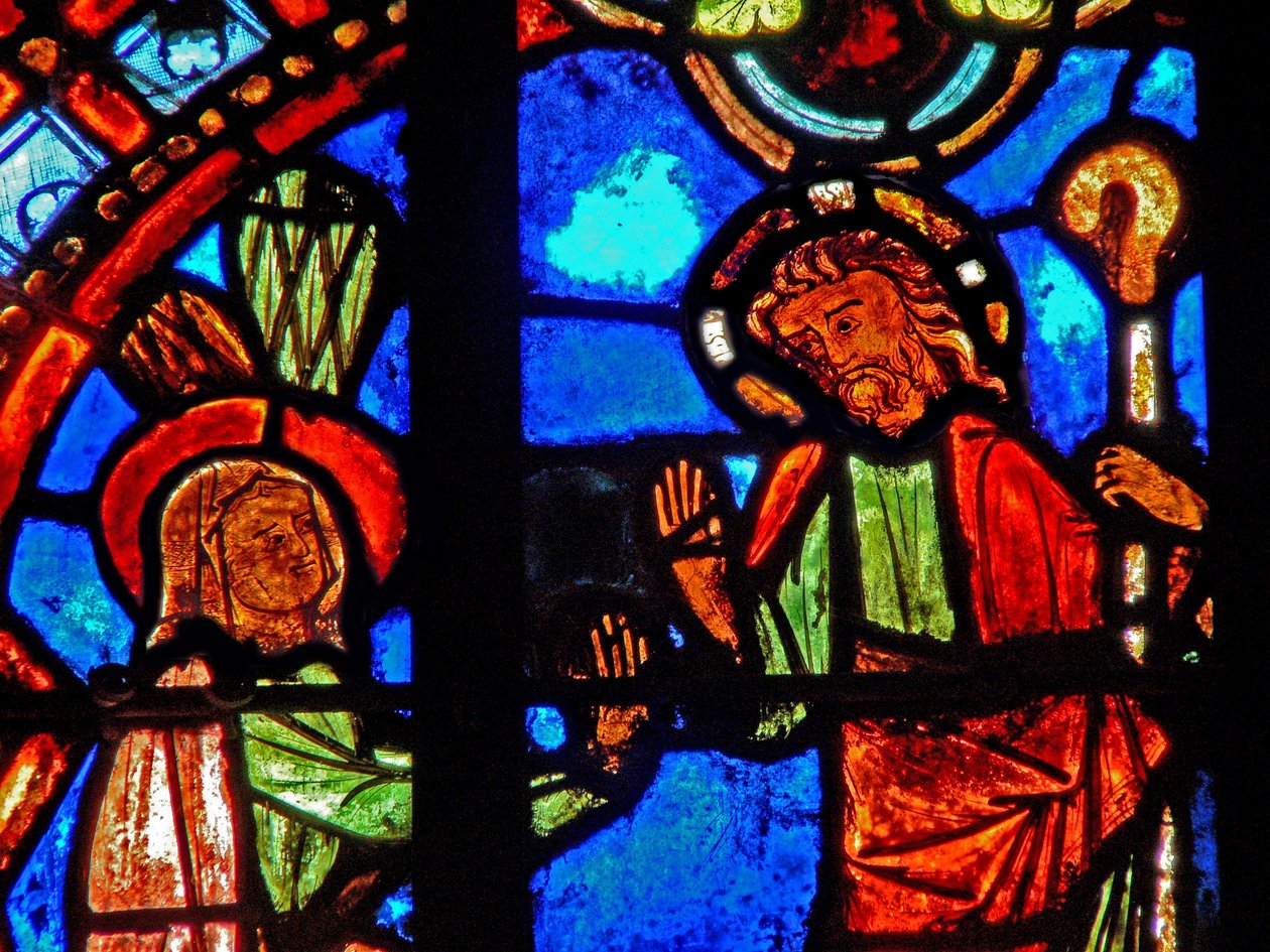 Vindue w0, der viser en opstandelsesscene: Noli Me Tangere af French School