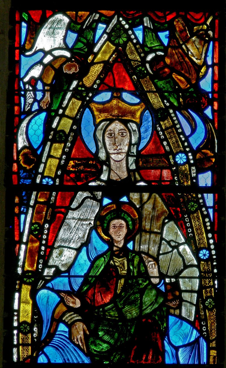 Vindue w0 forestillende Jomfruen og Barnet - detalje af French School