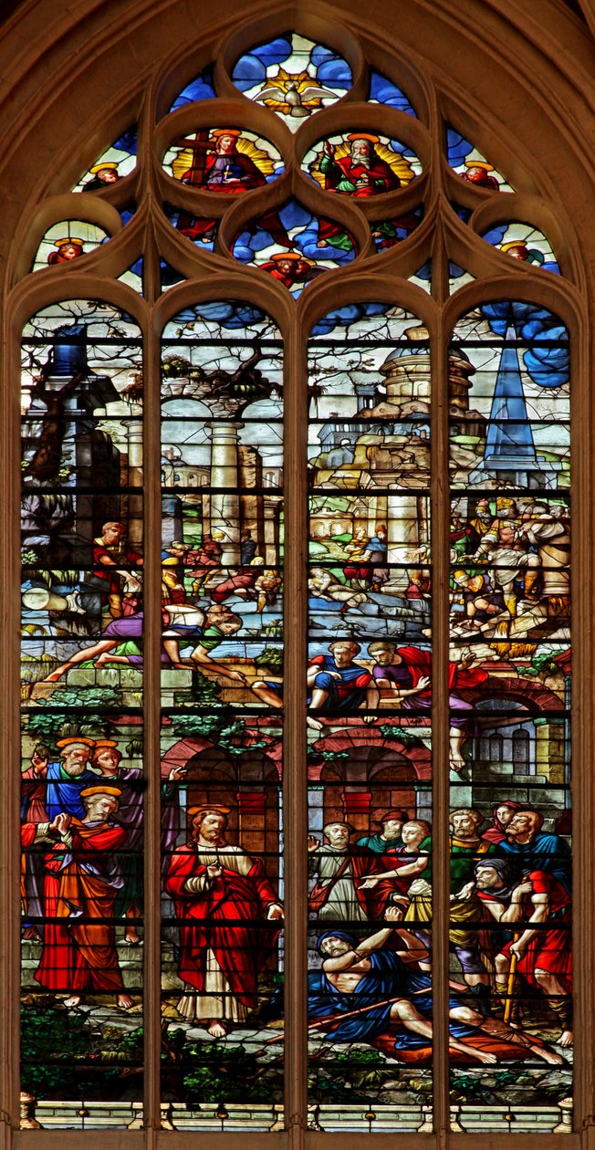 Vindue w103, der viser Kristus, der helbreder den lamme af French School