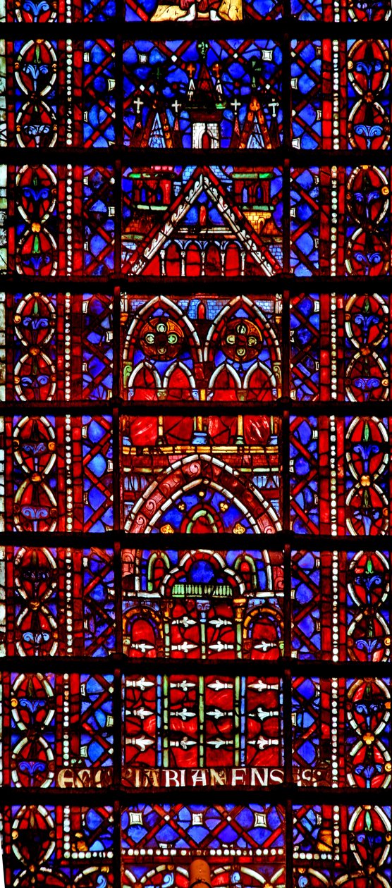 Vindue w105, der forestiller kirkens katedral i Amiens af French School