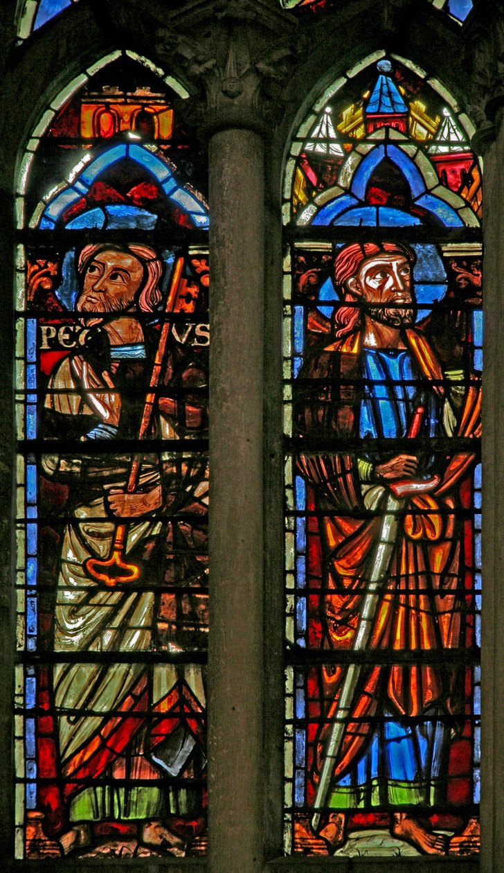 Vindue w106, der viser Sankt Peter og Sankt Paul (C19) af French School