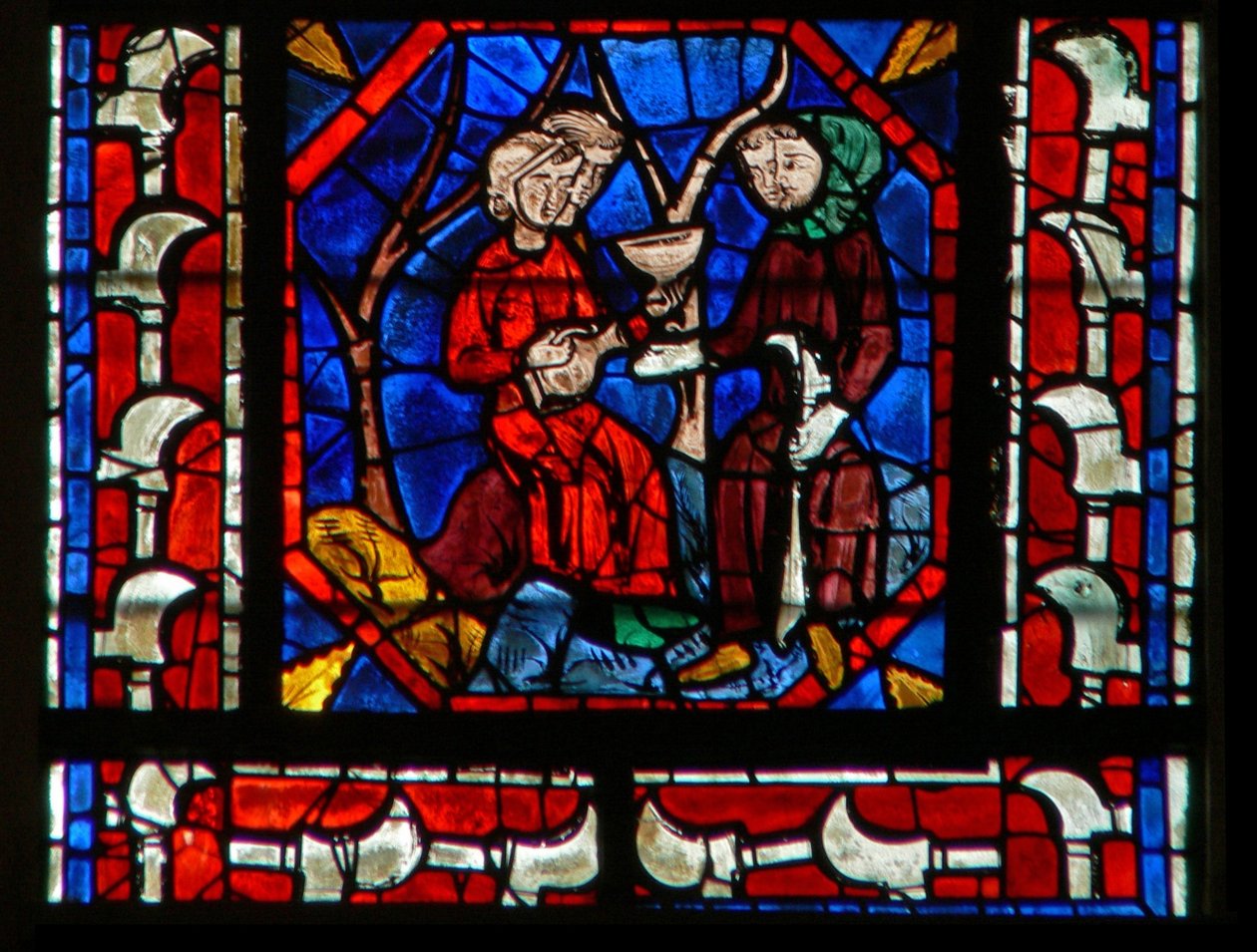 Vindue w107, der viser donorer - vigneroner på arbejde af French School