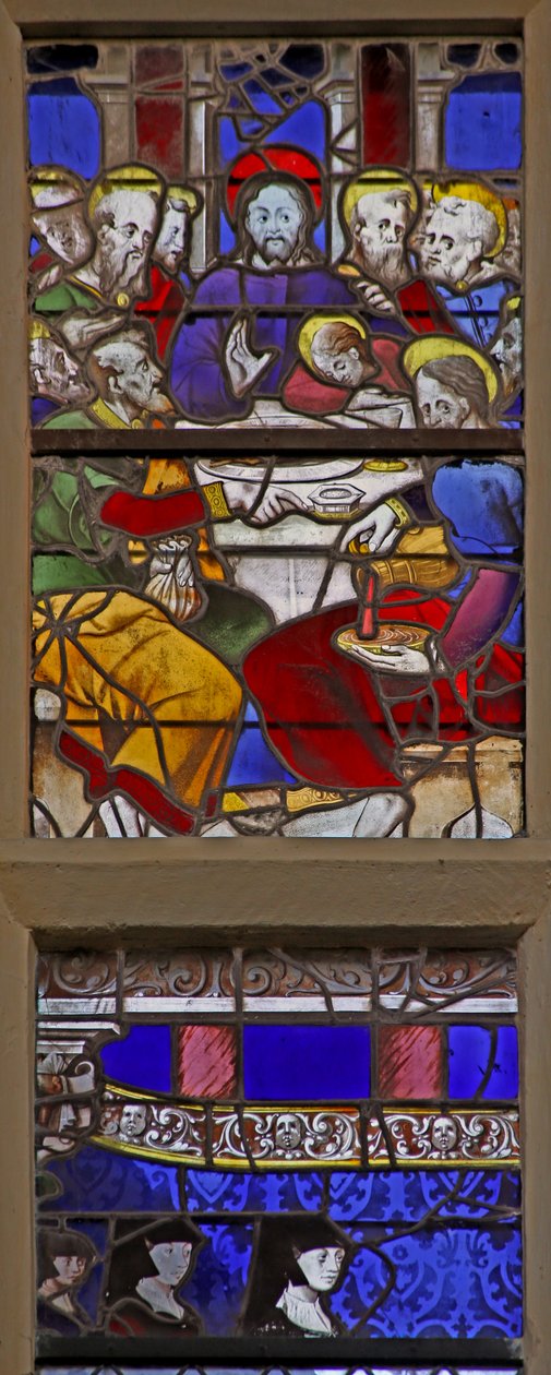 Vindue w107, der viser donorer med Johannes Døberen af French School