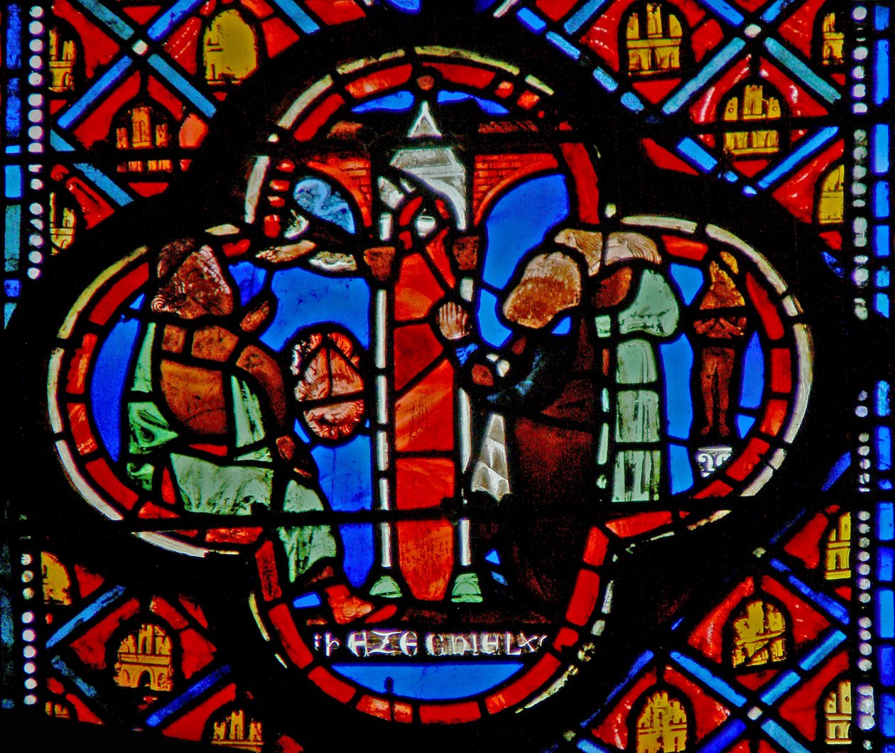 Window w10 Ezekiel ser folk tilbede solen Ez VIII 15 af French School