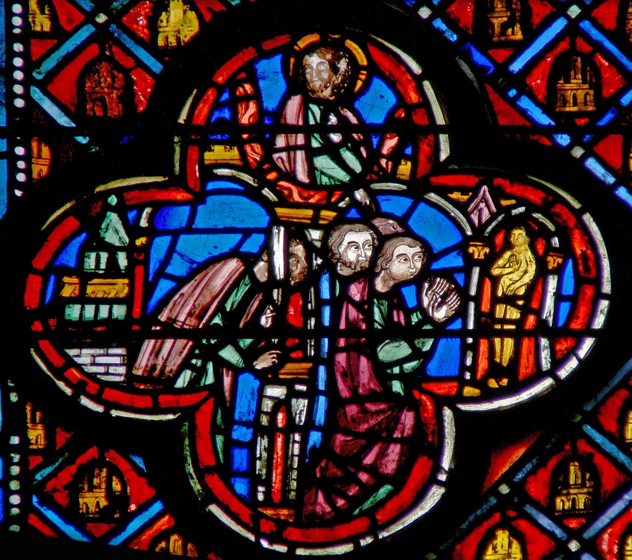 Vindue w10 Ezekiel ser afgudsdyrkerne gennem muren Ez VIII 8 af French School