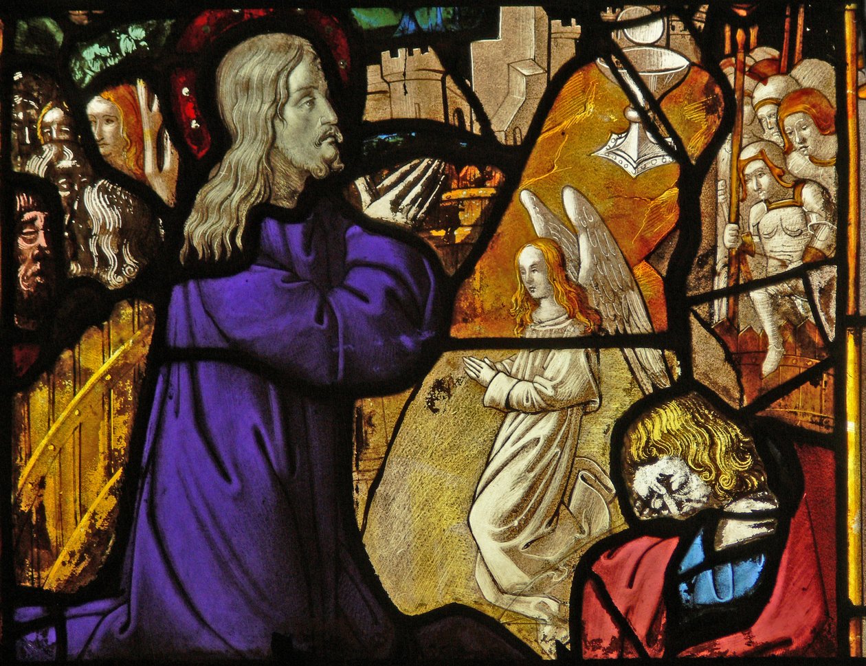 Vindue w10, der forestiller Kristus i Getsemane af French School