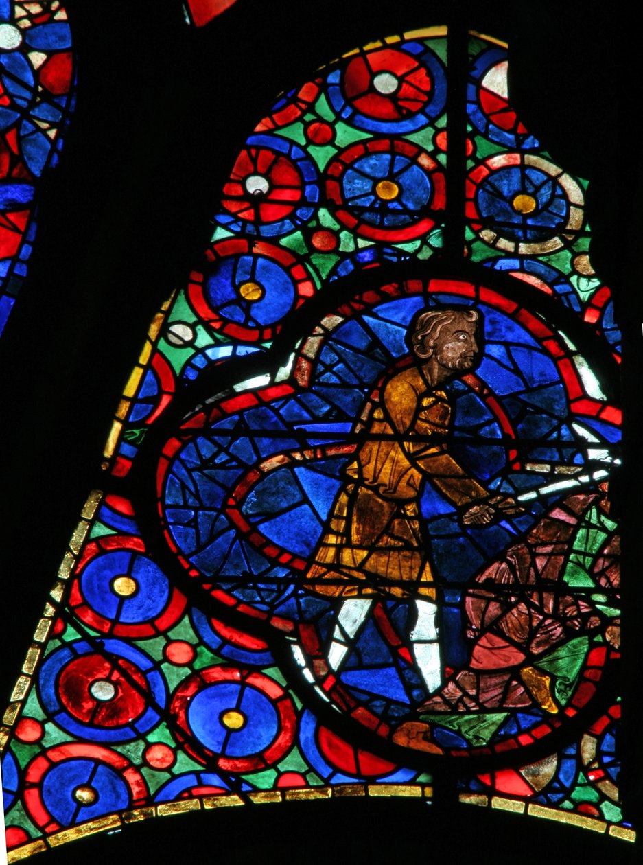 Vindue w115, der viser Kain dræber Abel af French School