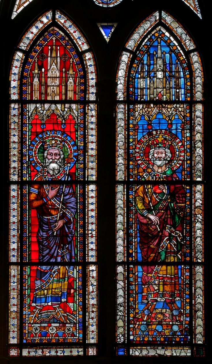 Vindue w11, der forestiller kejserne Henry de Bamberg og Frederick Barbarossa af French School