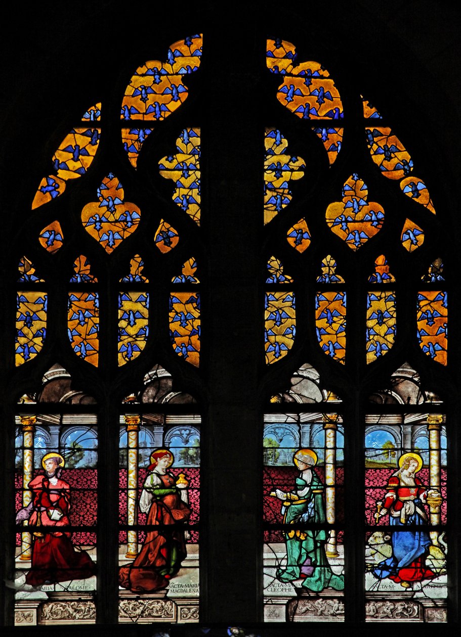 Vindue w11, der viser heraldiske ørne fra Montmorencys våbenskjold af French School
