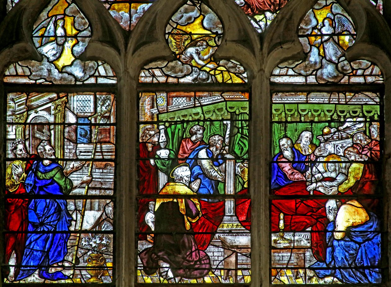 Vindue w11, der viser Jomfru Marias død af French School