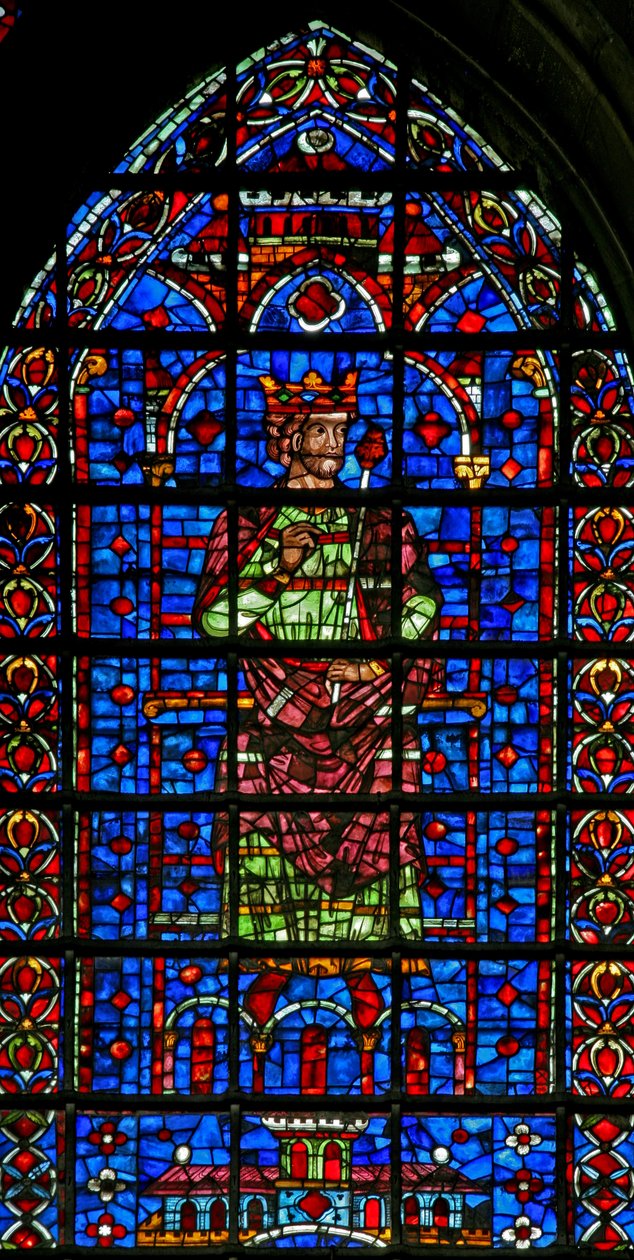 Vindue w127 (øverste figur) forestillende en konge af French School