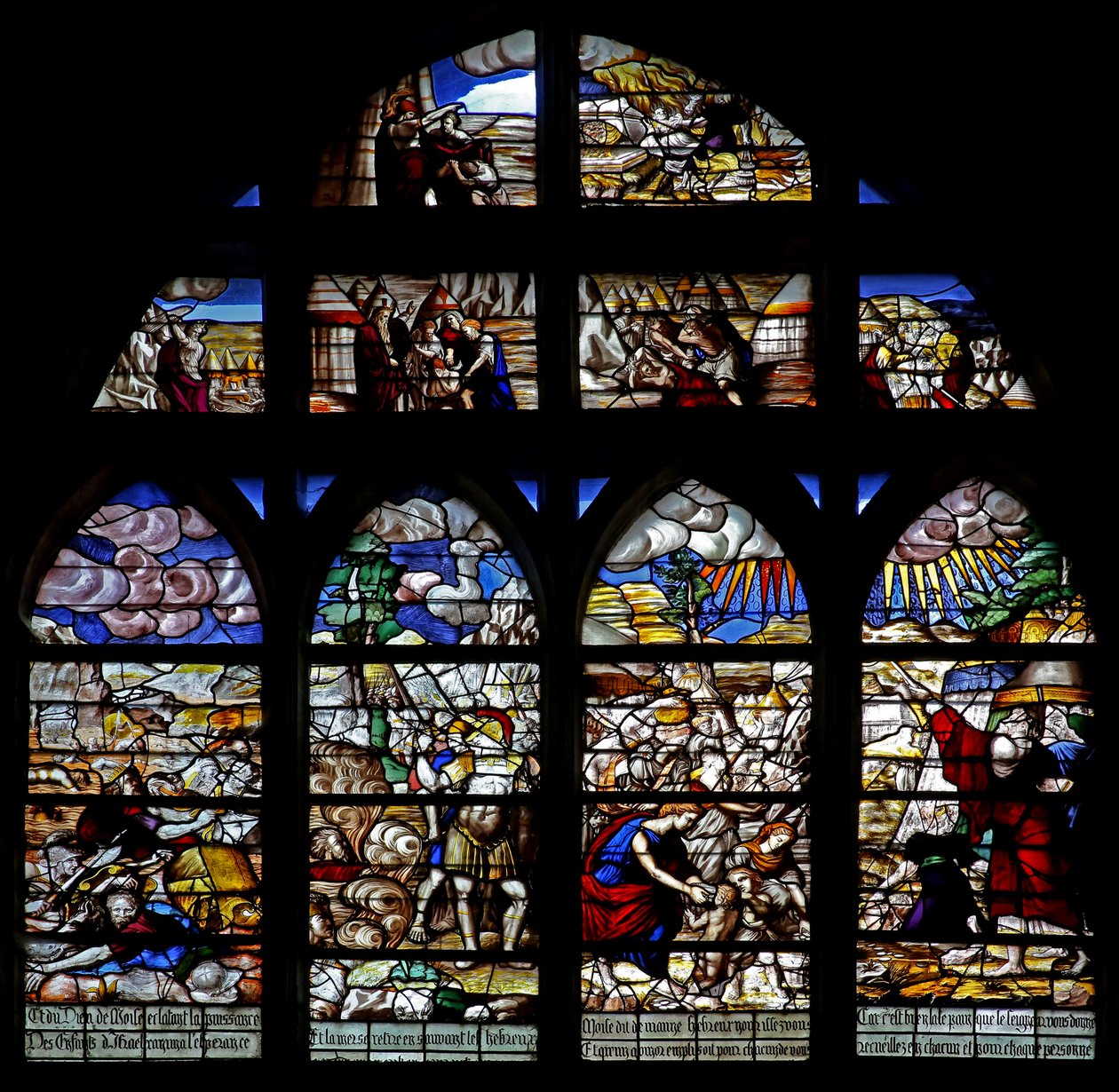 Vindue w128, der viser scener fra Moses