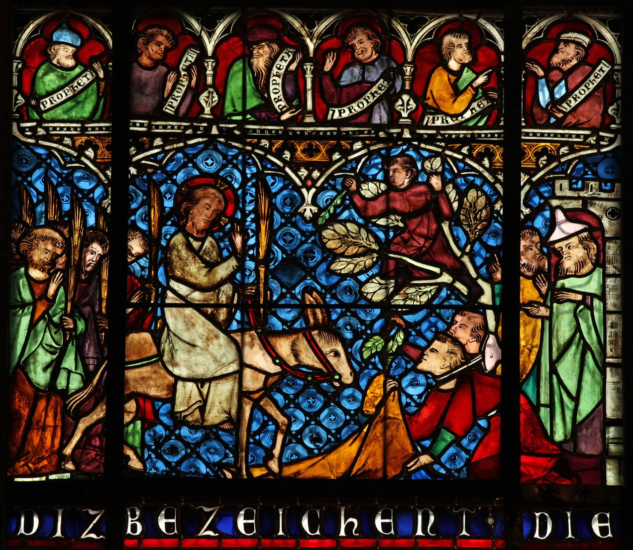 Vindue w12, der viser indtoget til Jerusalem af French School