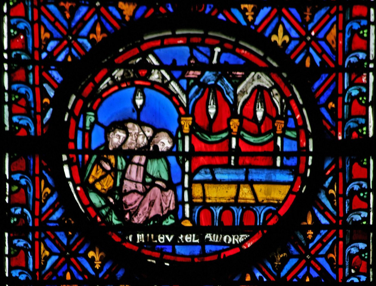 Vindue w12 folket græder over Judiths død. Judith XVI 29 af French School