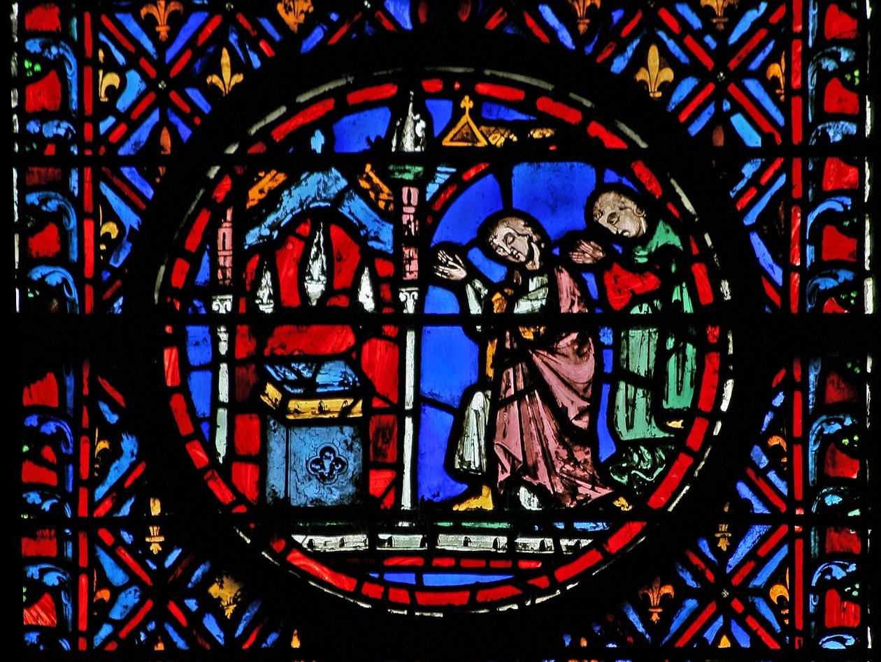 Vindue w12 folket græder over Judiths død. Judith XVI 29 af French School