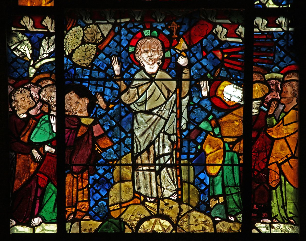 Vindue w14, der forestiller Kristus, viser sig for hans disciple på bjerget af French School
