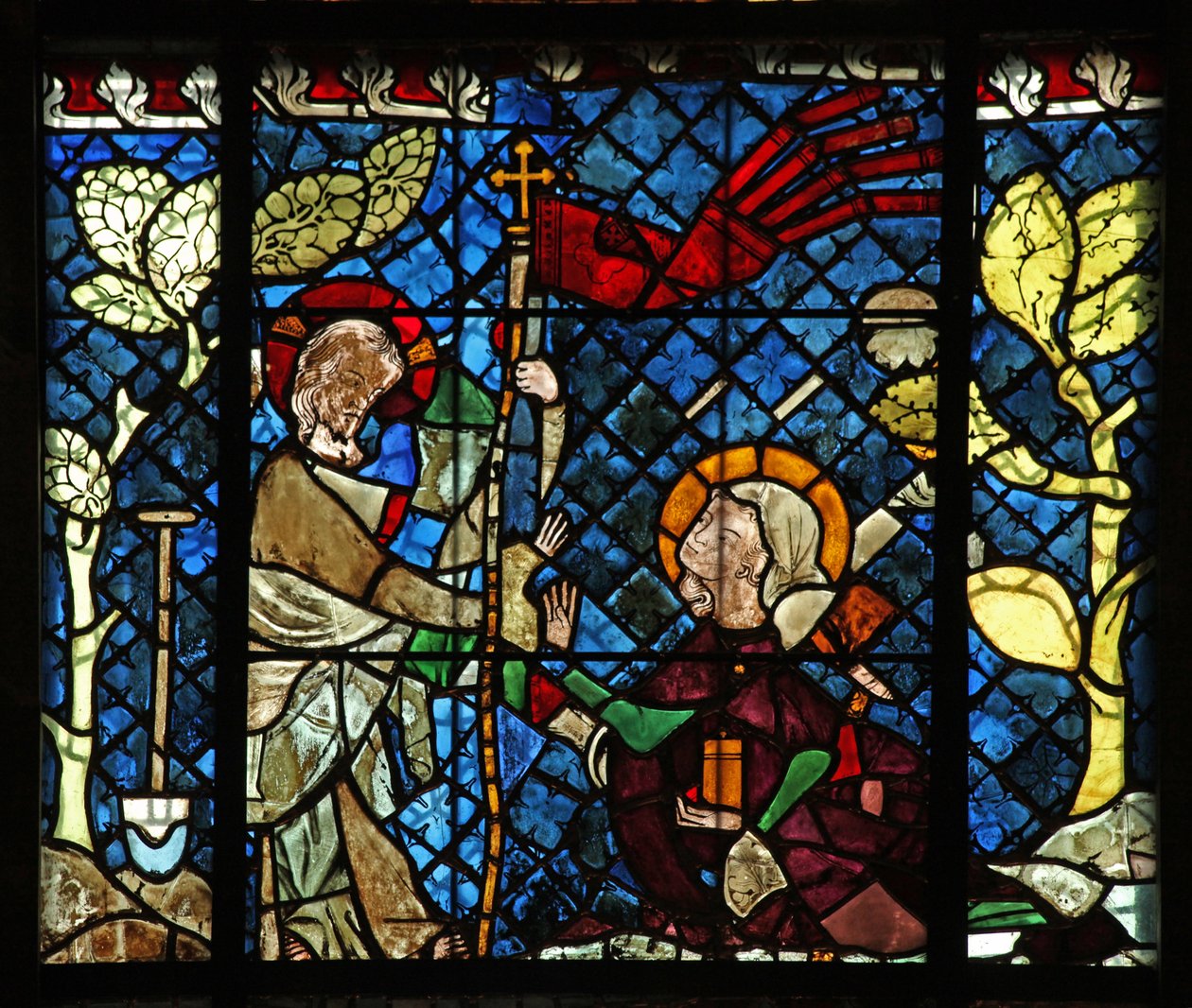 Vindue w14, der viser en opstandelsesscene: Noli Me Tangere af French School