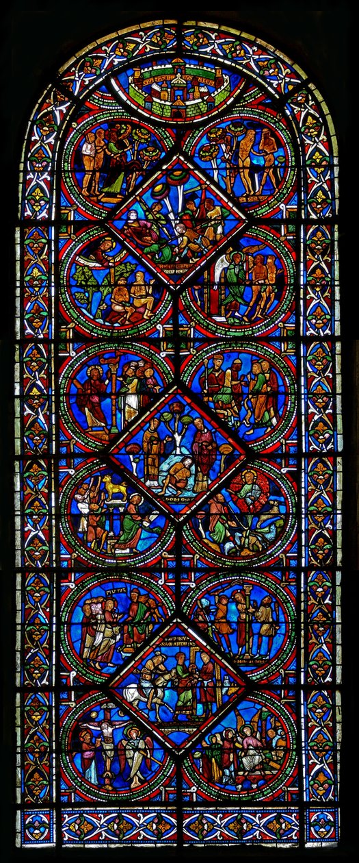 Vindue w15, der viser vinduet barmhjertig samarit af French School
